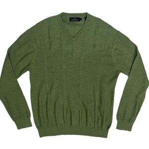 Bugatchi Uomo Italian Merino Wool Men’s Multi Knit Sweater Sz L Olive Green